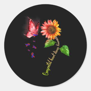 Sunflower Congenital Heart Disease Awareness 1  Classic Round Sticker