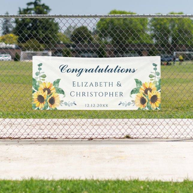 Sunflower Congratulations Wedding Reception Banner (Insitu)