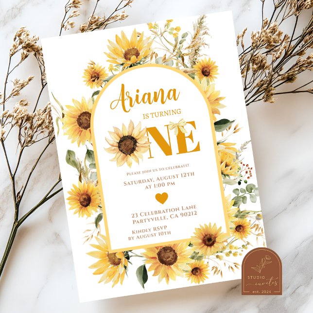 Sunflower Coquette Première invitation anniversair (Créateur téléchargé)