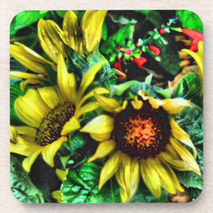SUNFLOWER CORK COASTERS