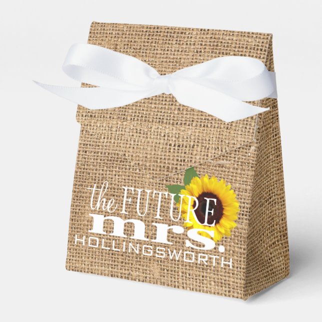 Sunflower Country Burlap Favour | Bridal Shower Favor Box (Front Side)