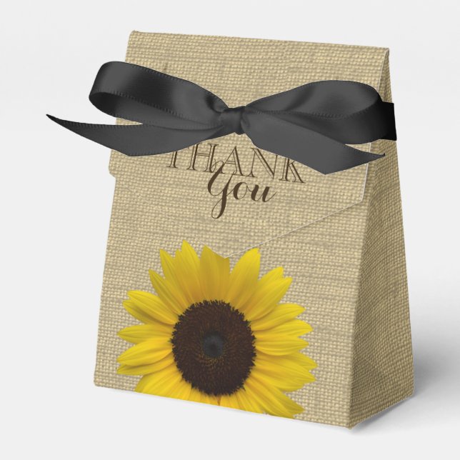 Sunflower Country Burlap Print Favor Box (Front Side)