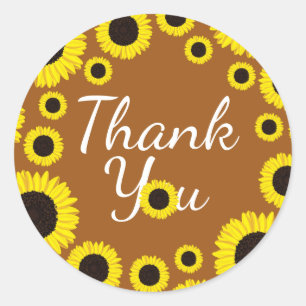Sunflower Country Graduation Thank You Orange Rust Classic Round Sticker