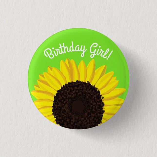 Sunflower Country Kids Birthday Party 1 Inch Round Button (Front)