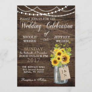 Sunflower Country Mason Jar Faire-part de mariage