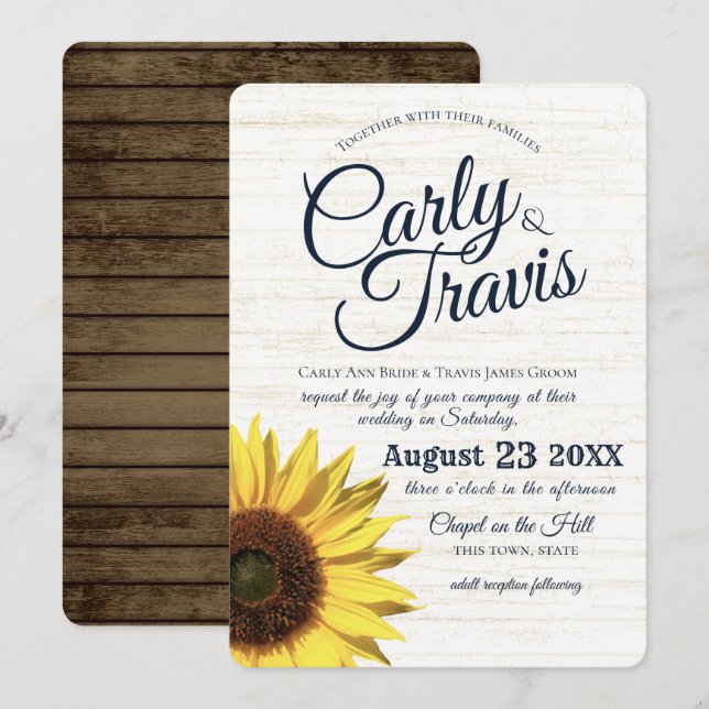 Sunflower Country Rustic Wedding Invitation (Front/Back)