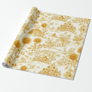 Sunflower Countryside Vintage Yellow Toile (1) Wrapping Paper