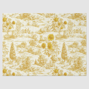 Sunflower Countryside Vintage Yellow Toile (2) Tissue Paper