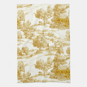 Sunflower Countryside Vintage Yellow Toile (6) Kitchen Towel