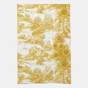 Sunflower Countryside Vintage Yellow Toile (7) Kitchen Towel
