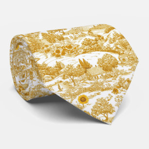 Sunflower Countryside Vintage Yellow Toile (8) Tie
