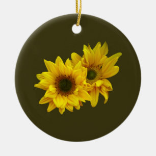 Sunflower Couple Arm in Arm Ceramic Ornament