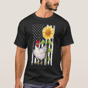 Sunflower Cow American Flag Heifer Farm Cattle 4th T-Shirt
