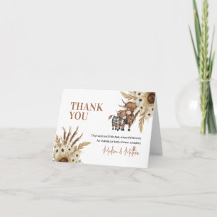 Sunflower Cow Baby Shower Folded Thank You Card