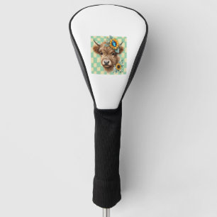 Sunflower Cow Png, Cute Highland Cow Golf Head Cover