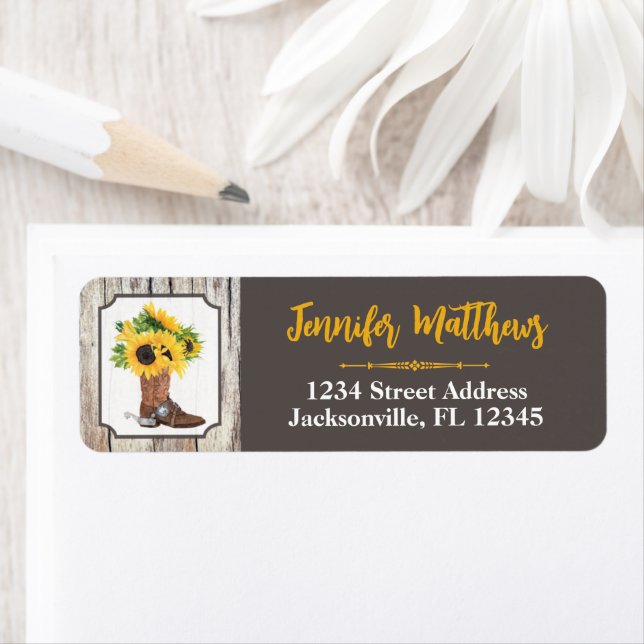 Sunflower, Cowboy Boot Bridal Shower Address (Insitu)