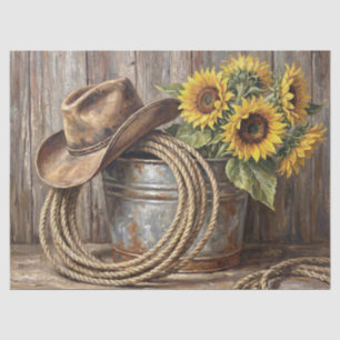 Sunflower Cowboy Hat Still Life Decoupage Tissue Paper