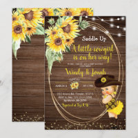 Sunflower Cowgirl rustic Baby Shower invitation