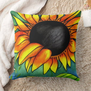 Sunflower Crayola Artistic Elegant Stylish Hipster Throw Pillow