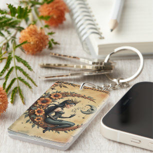 Sunflower Crescent Queen Keychain