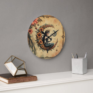 Sunflower Crescent Queen Large Clock