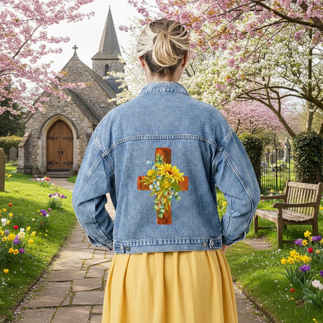 Sunflower cross denim jacket (Creator Uploaded)