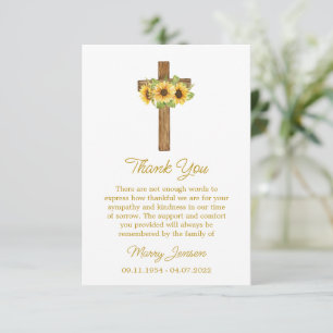 Sunflower Cross Sympathy Thank You Card
