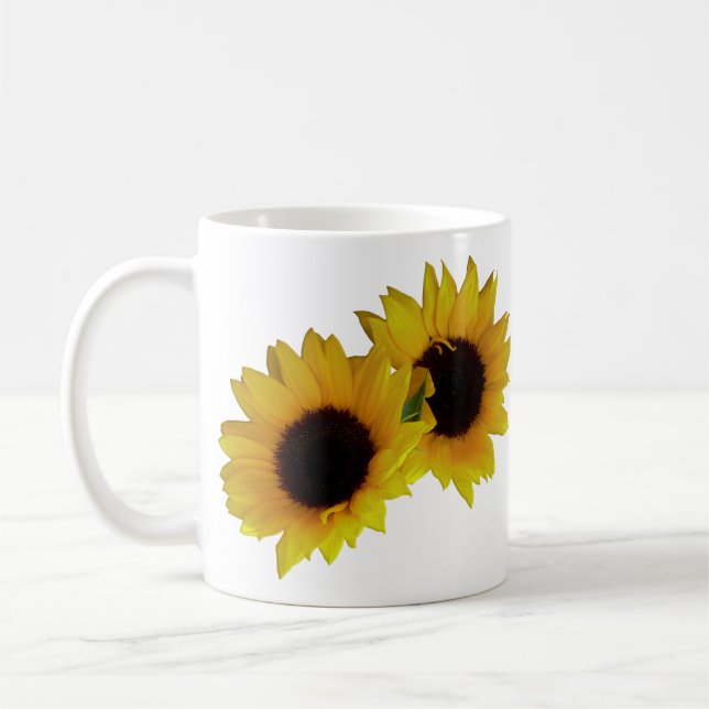 Sunflower Cups Mugs Sunny Yellow Sunflower Cups (Left)