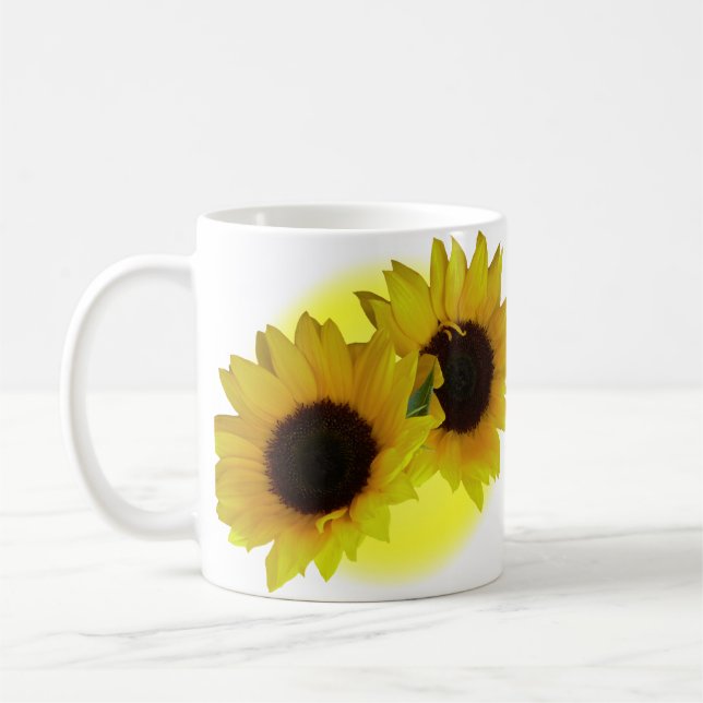 Sunflower Cups Mugs Sunny Yellow Sunflower Cups (Left)