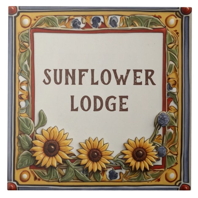 Sunflower Custom House Name Plate Sign Plaque Tile (Front)