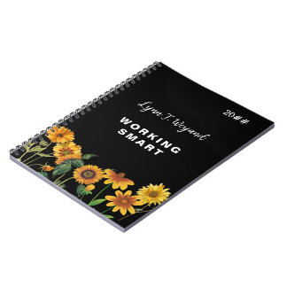 Sunflower Custom Name Bright Floral Notebook