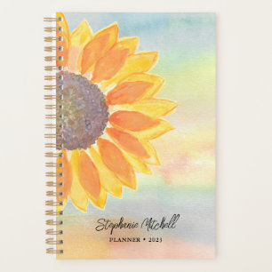Sunflower Custom Name Watercolor  Planner