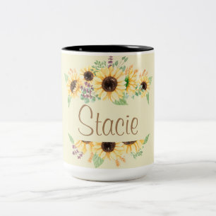Sunflower Customizable Name Mug 