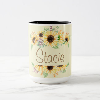 Sunflower Customizable Name Mug 