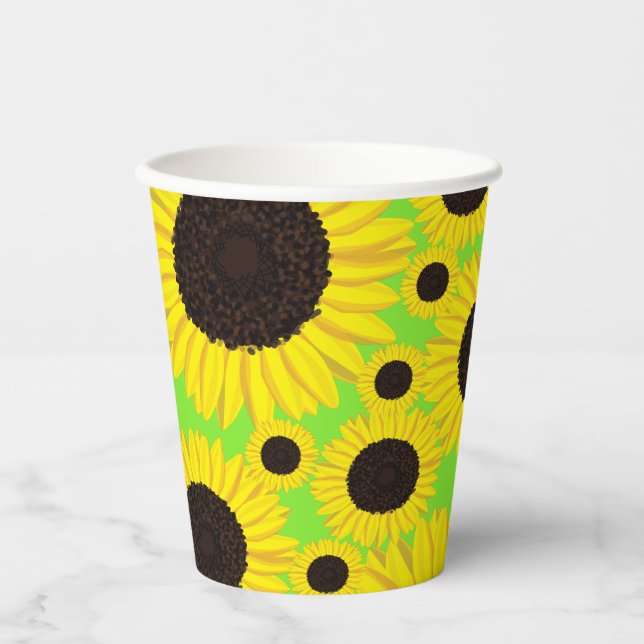 Sunflower Cute 1st Birthday Kids Paper Cups (Front)