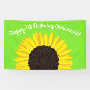 Sunflower Cute 1st Birthday Party Banner Decor