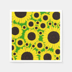 Sunflower Cute 1st Birthday Party Napkins