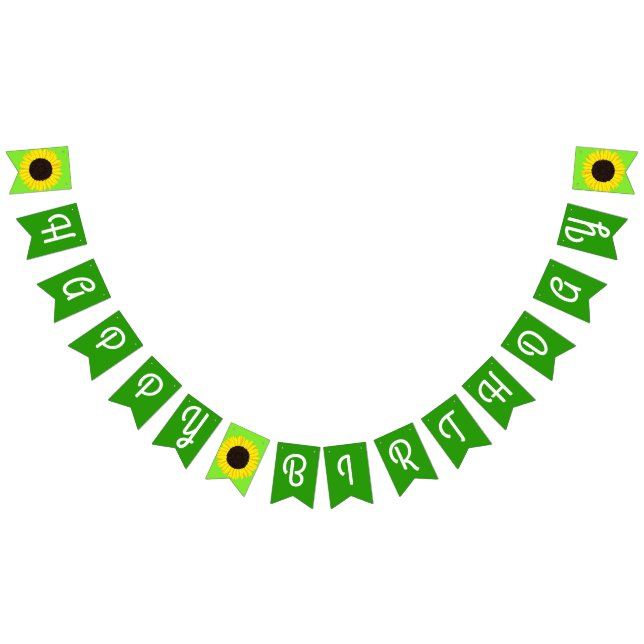 Sunflower Cute Happy 1st Birthday Bunting Banner (All)