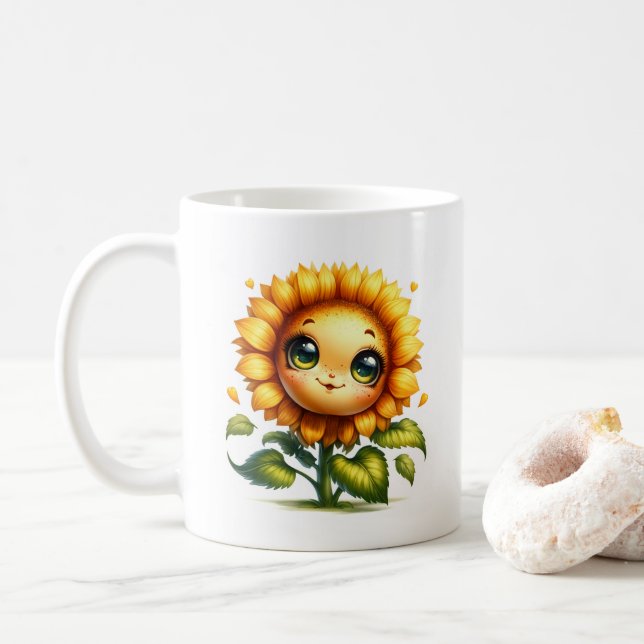 Sunflower Cutie  Coffee Mug (With Donut)
