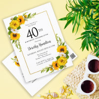 Sunflower Daisy 40th Birthday Party Invitation