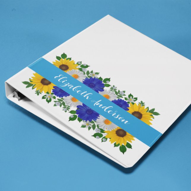 Sunflower Daisy Blue Floral Binder (Creator Uploaded)