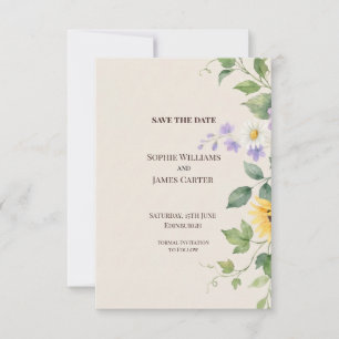 Sunflower Daisy Blue Floral Wedding Save The Date