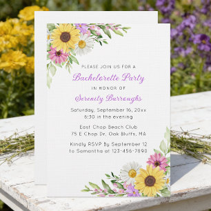 Sunflower Daisy Boho Garden Bachelorette Invitation