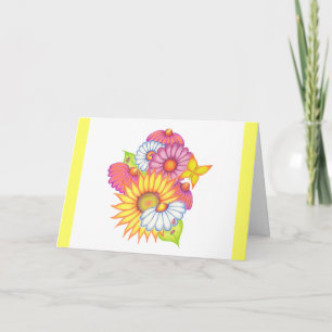 Sunflower Daisy Butterfly Thank You Card