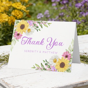 Sunflower Daisy Garden Floral Wedding Thank You