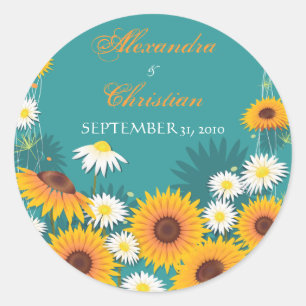Sunflower Daisy Save The Date Wedding Announcement Classic Round Sticker