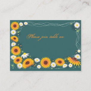 Sunflower & Daisy Wedding Party Table Place Card
