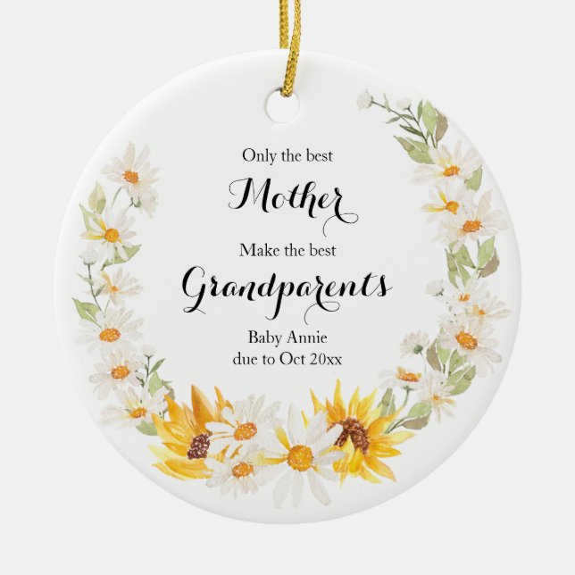 Sunflower & Daisy Wreath Only The Best Ceramic Ornament (Front)