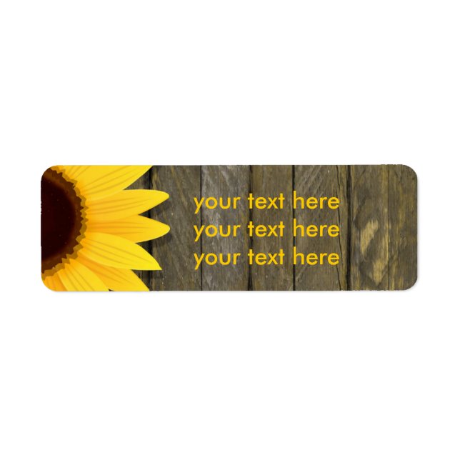 Sunflower Dark Wood Rustic Country Address Labels (Front)