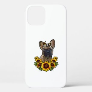 Sunflower Decor Frenchie For Dog Lover Mom Dog Dad iPhone 12 Case